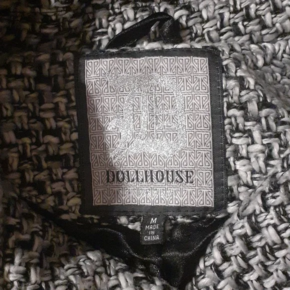 Dollhouse  Pea Coat - Black & White Tweed - Picture 6 of 7